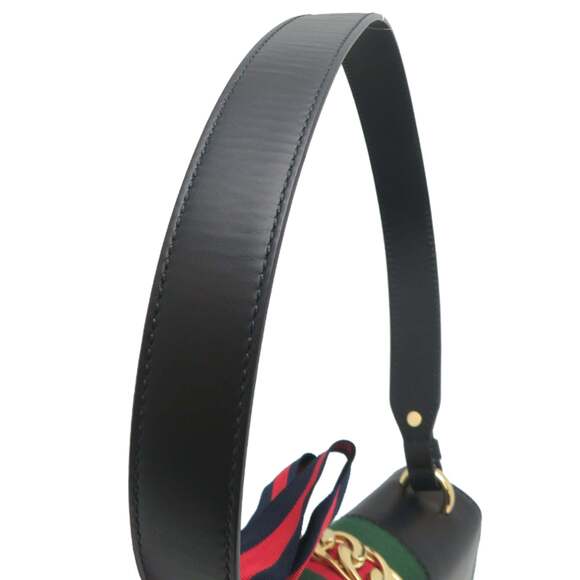 GUCCI Black Leather Sylvie Shoulder Bag - Picture 5 of 9